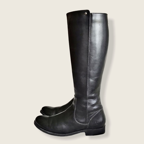 Frye Melissa Stud Black BackZip Tall Leather Boots - Picture 8 of 16